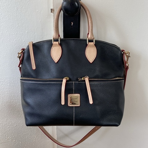 Dooney & Bourke Dillen Double Pocket Satchel Black & Tan - Picture 12 of 12